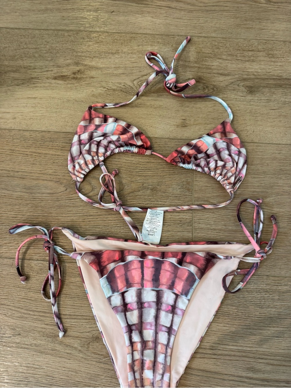 Mara Hoffman Pink and Cream Tie-Dye Swimwear Tag
